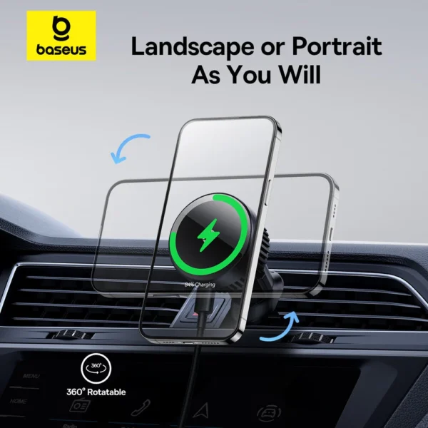 Baseus MagPro Series 15W Magnetic Wireless Charging Car Mount - Image 7