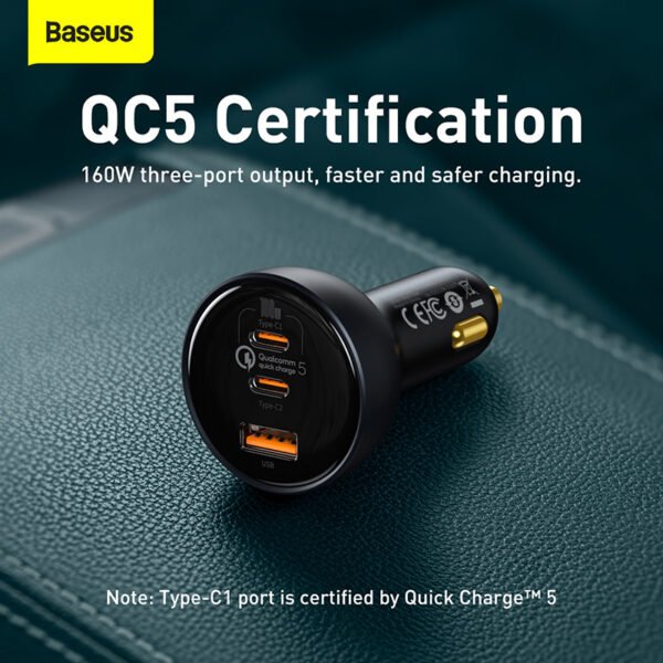 Baseus 160W Qualcomm® Quick Charge™ 5 Car Charger - Image 7