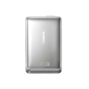 Baseus Nomos Qi2 10000mAh 45W Kickstand Magnetic Fast Charge Power Bank with Built-in USB-C Cable - Lunar gray –  (P10078800843-00)