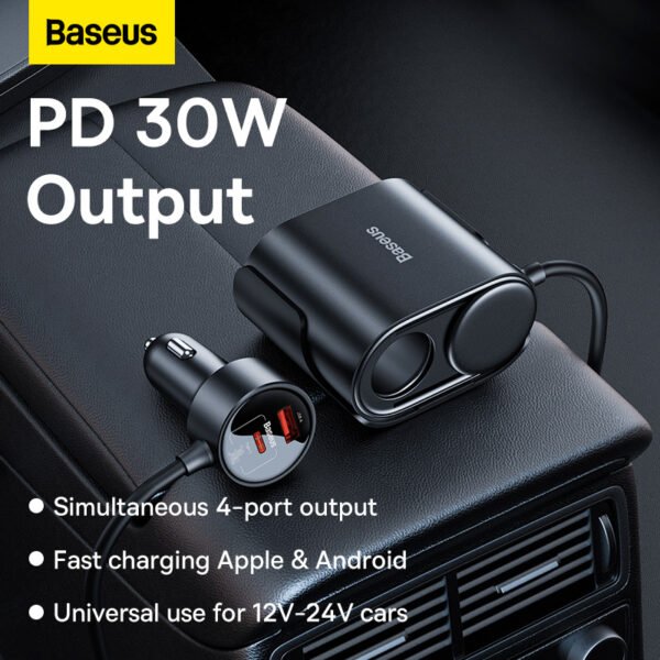 Baseus High Efficiency Pro 30W 1-for-2 Car Cigarette Lighter - Image 12