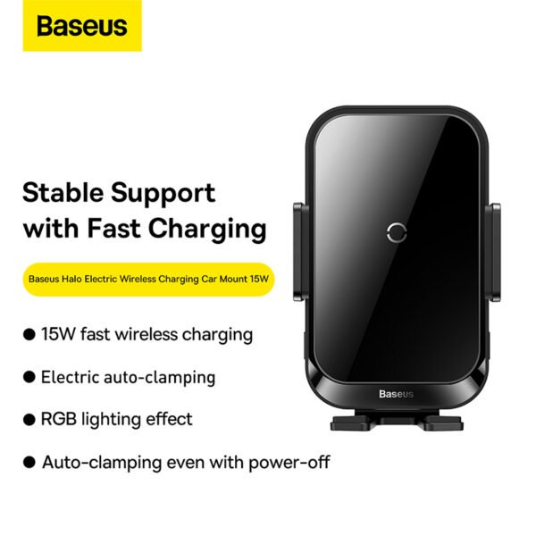 Baseus Halo Electric 15W Wireless Charging Car Mount - Image 10