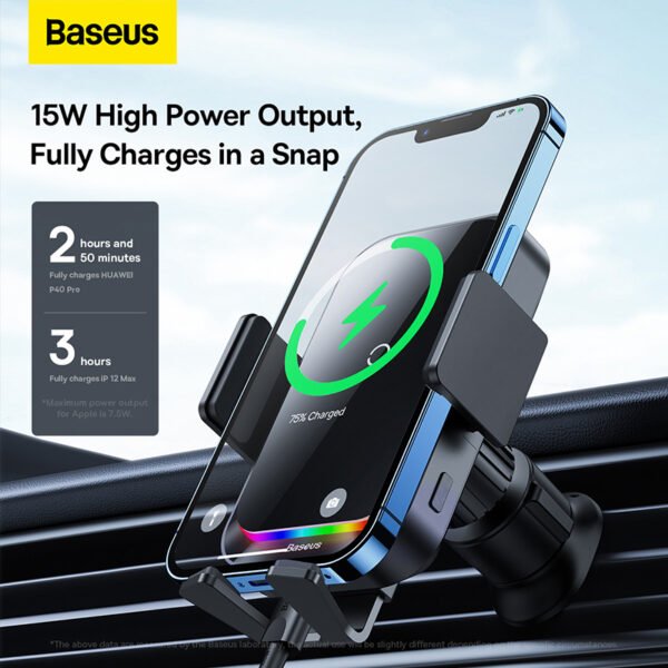 Baseus Halo Electric 15W Wireless Charging Car Mount - Image 9
