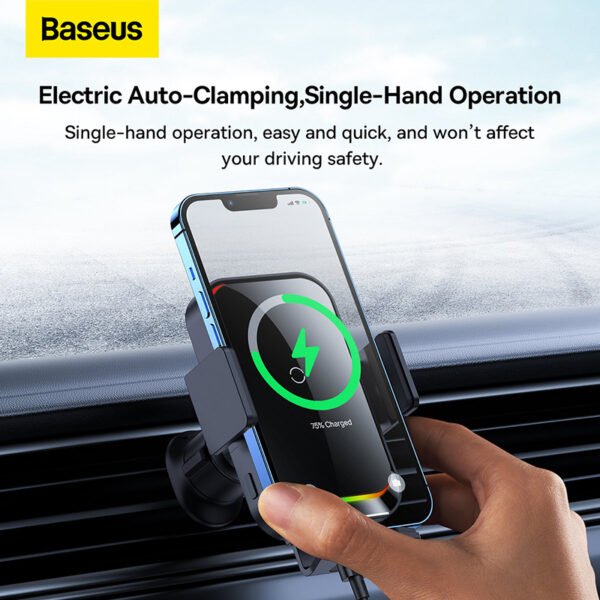 Baseus Halo Electric 15W Wireless Charging Car Mount - Image 6