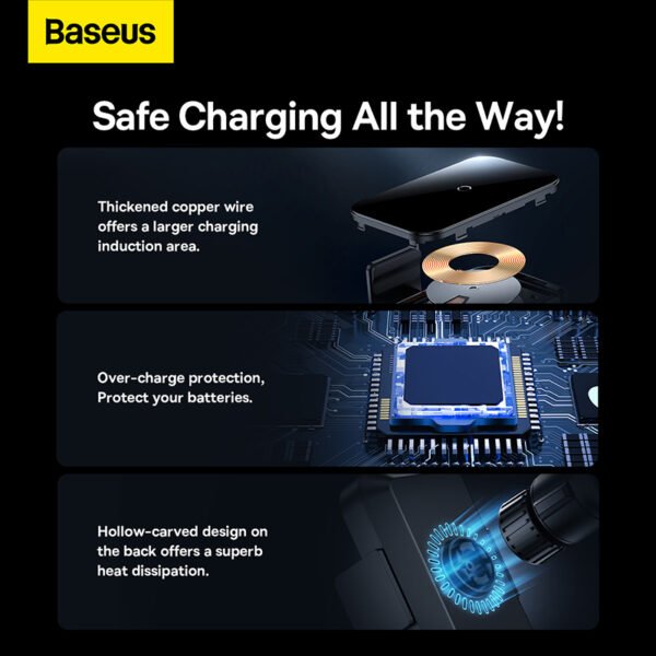 Baseus Halo Electric 15W Wireless Charging Car Mount - Image 8