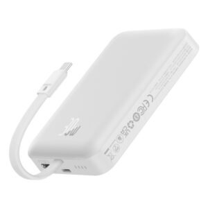 Baseus Magnetic Mini 10000mAh 30W Wireless Power Bank with Built-in Type-C Cable - Stellar White (P1002210B223-00)