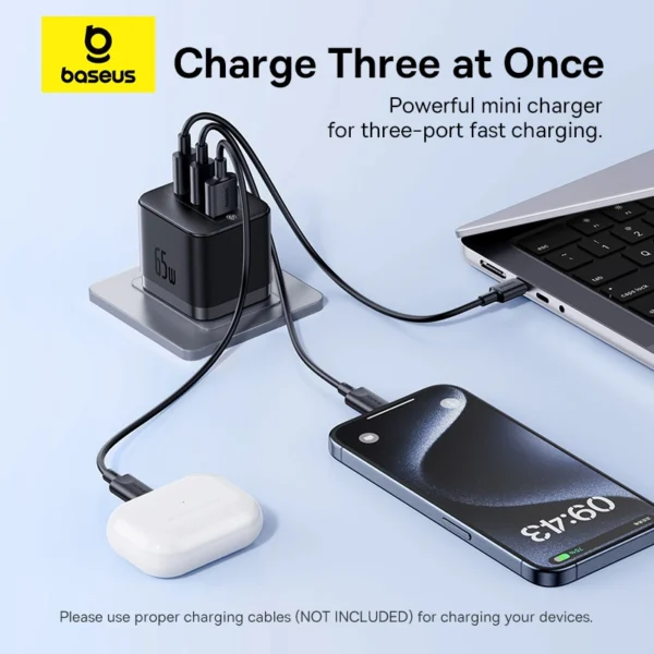 Baseus Palm 65W 3-Port Fast Charger Kit - Image 12