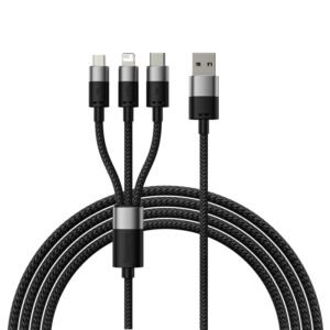Baseus StarSpeed One-for-Three 3.5A 1.2 Meter USB to M+L+C Fast Charging Cable - Black – CAXS000001