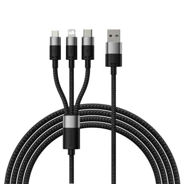 Baseus StarSpeed One-for-Three 3.5A 1.2 Meter USB to M+L+C Fast Charging Cable - Black – CAXS000001