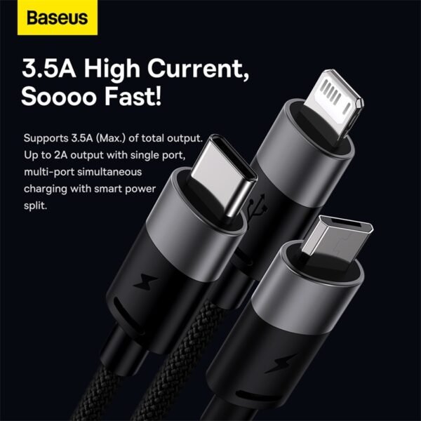 Baseus StarSpeed One-for-Three USB to M+L+C Cable - Image 7
