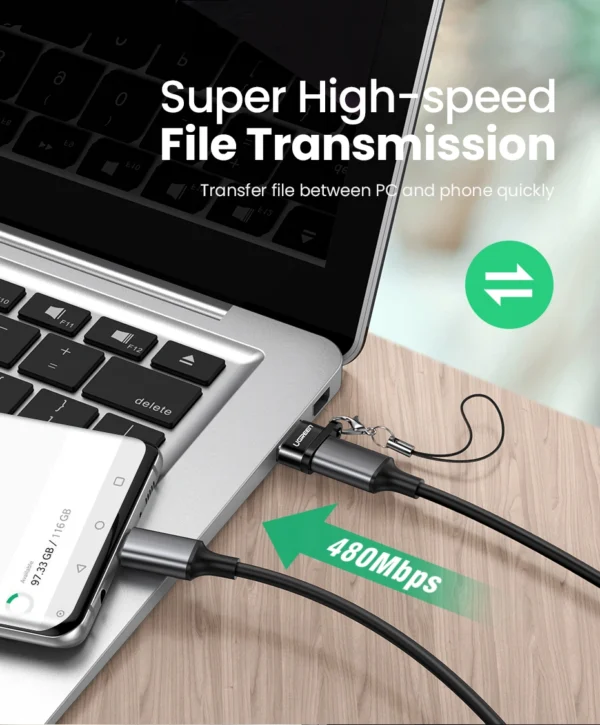 UGREEN USB 2.0 Male to Type-C Female Adapter - Image 7