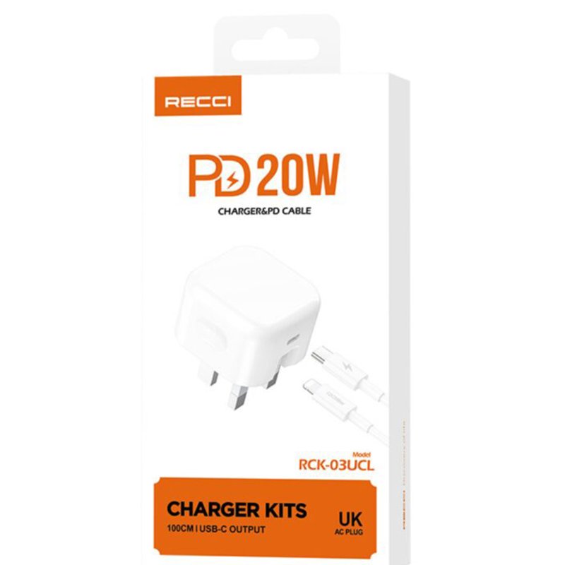 Recci 20W PD Fast Charger with Type-C to Lightning Cable - Image 6
