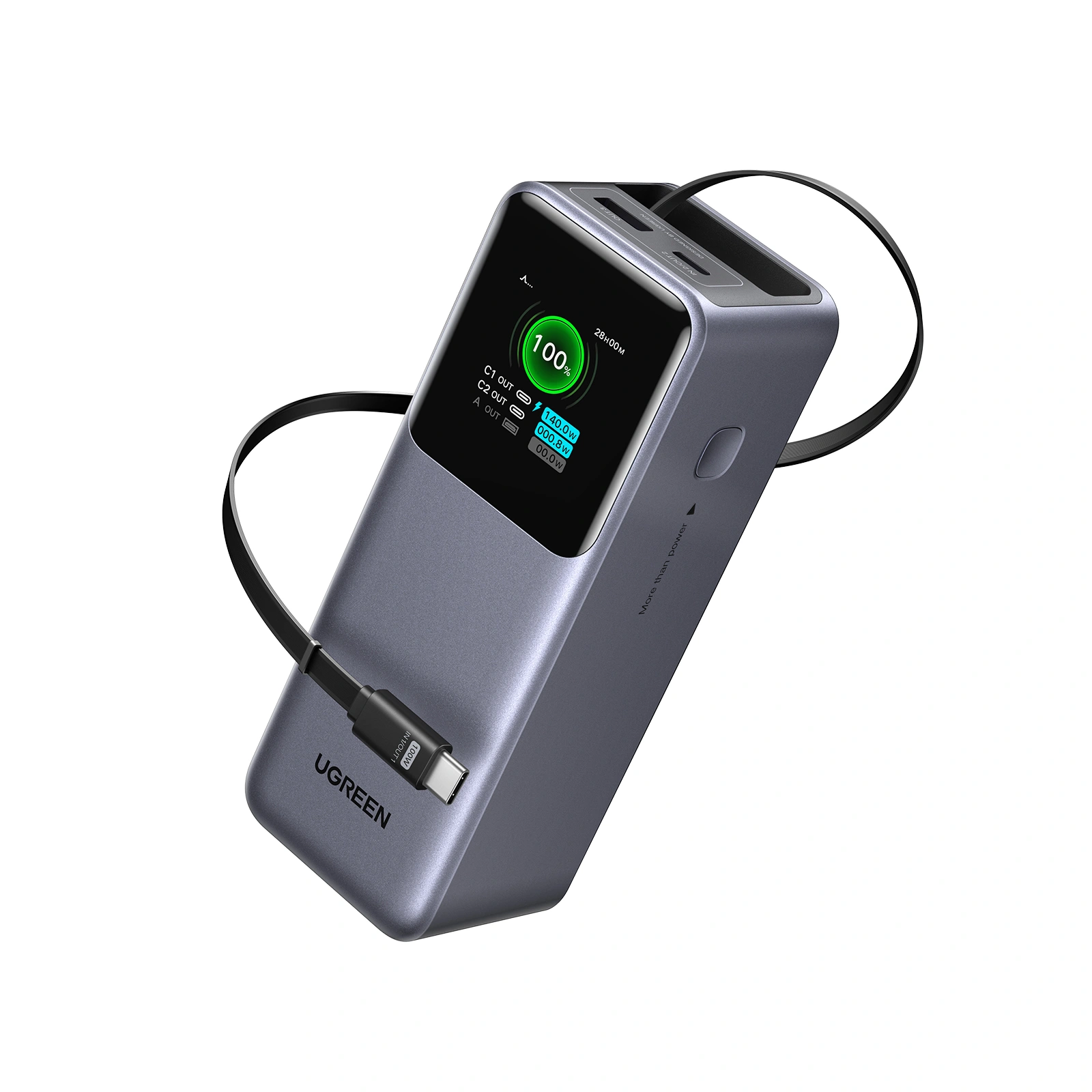UGREEN Nexode 165W 20000mAh Power Bank with Retractable Type-C Cable – PB726 – 55987B
