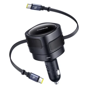 Baseus Enjoyment Max 60W Car Charger with Retractable C+C Cables Cosmic Black – C00035507121-01