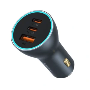 Baseus Golden Contactor Pro 65W USB + 2 Type-C GaN Fast Charging Car Charger – Lunar Gray – C00035202841-00