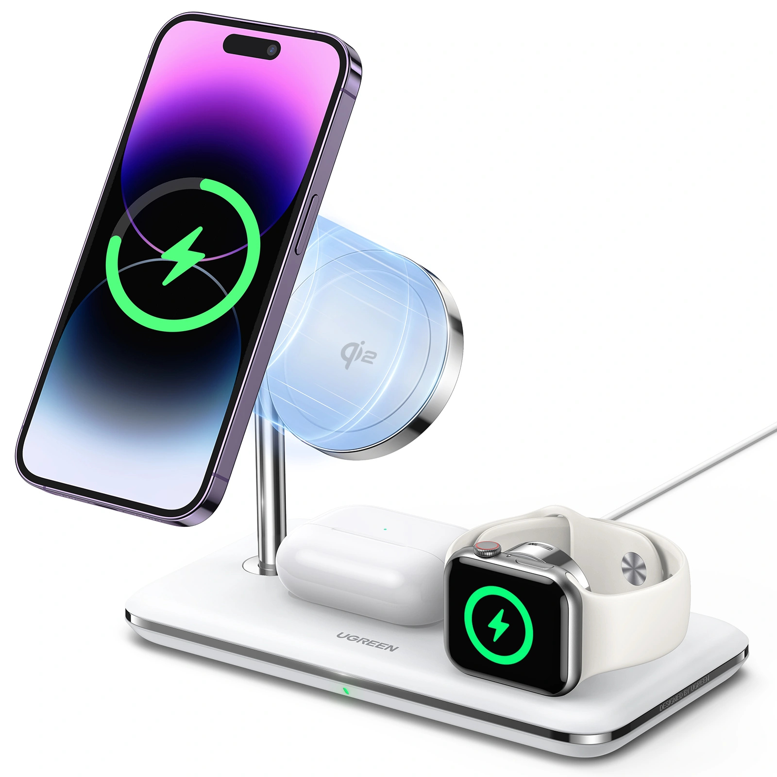 UGREEN 15W 3-in-1 Qi2 Wireless Charger - Image 2