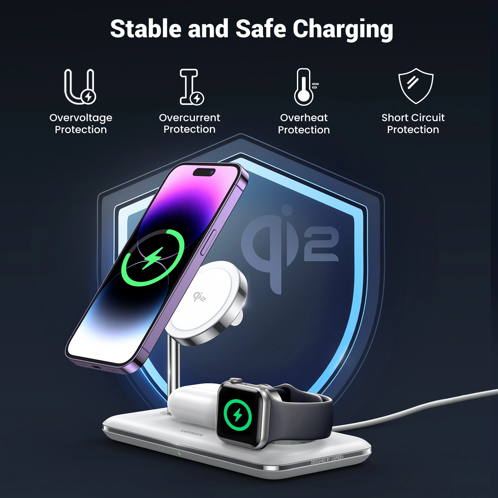 UGREEN 15W 3-in-1 Qi2 Wireless Charger - Image 5