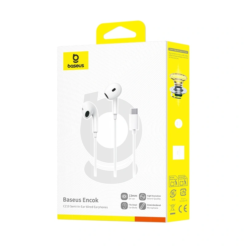 Baseus Encok CZ19 USB-C Wired Earphones – Moon White - Image 15