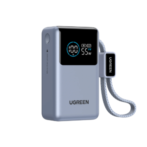 UGREEN Nexode Pro 55W 10000mAh Smart Digital Display Mini Power Bank with Built-in Type-C Cable – PB727 – 75701B