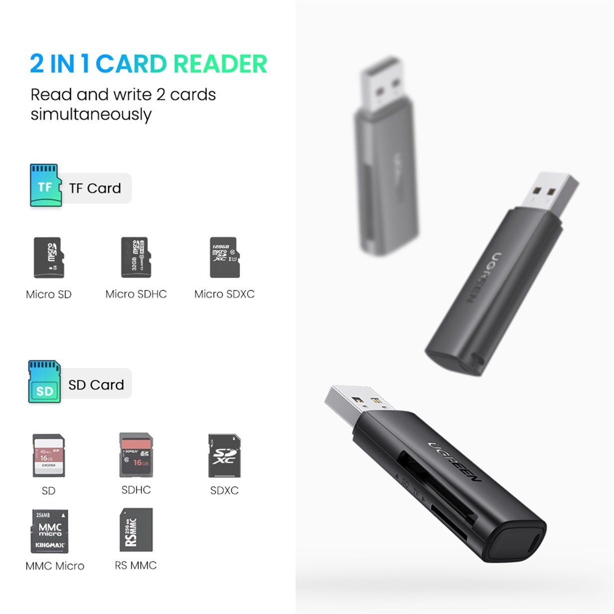 UGREEN USB 3.0 Multifunction Card Reader – 60722 - Image 9