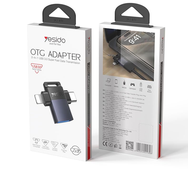 Yesido GS35 2-in-1 USB 3.0 to C + L OTG Adapter - Image 11