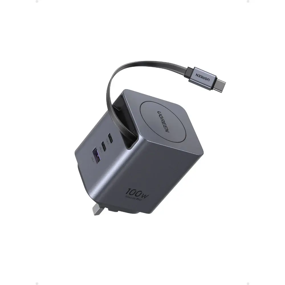 UGREEN Nexode Pro 100W GaN Fast Charger with Retractable Type-C Cable - Image 4