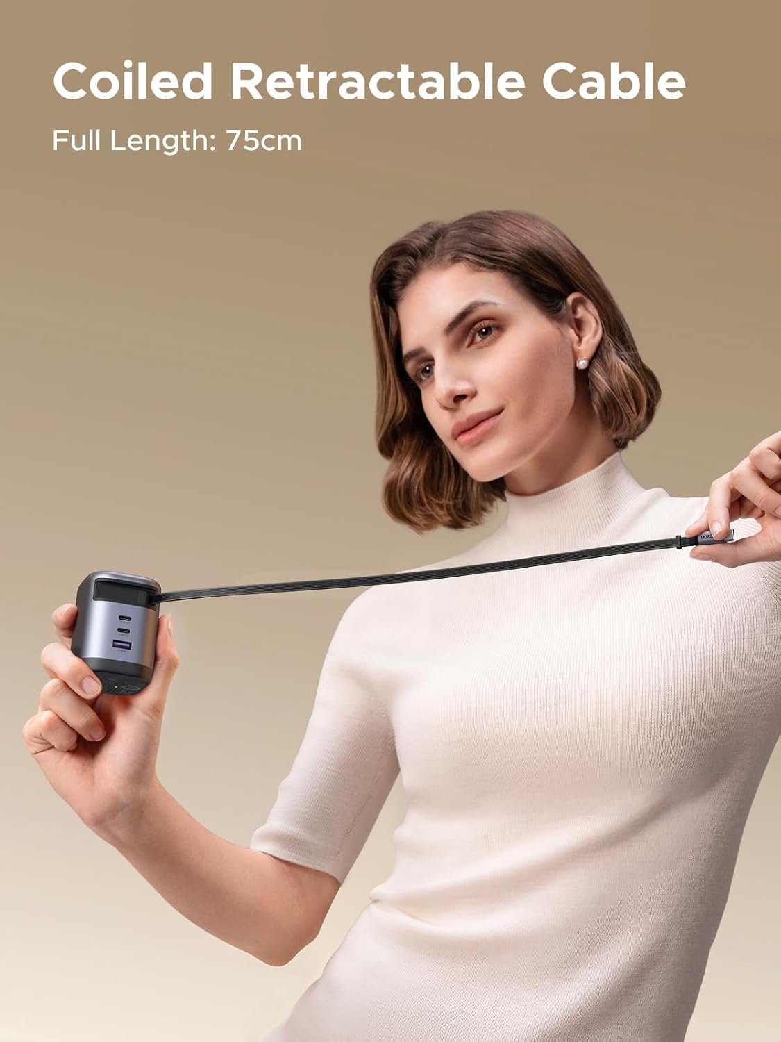 UGREEN Nexode Pro 100W GaN Fast Charger with Retractable Type-C Cable - Image 5