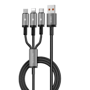 WIWU Titanlink 66W 1.2m USB-A to USB-C + Lightning + Micro Nylon Braided Cable - Wi-C059