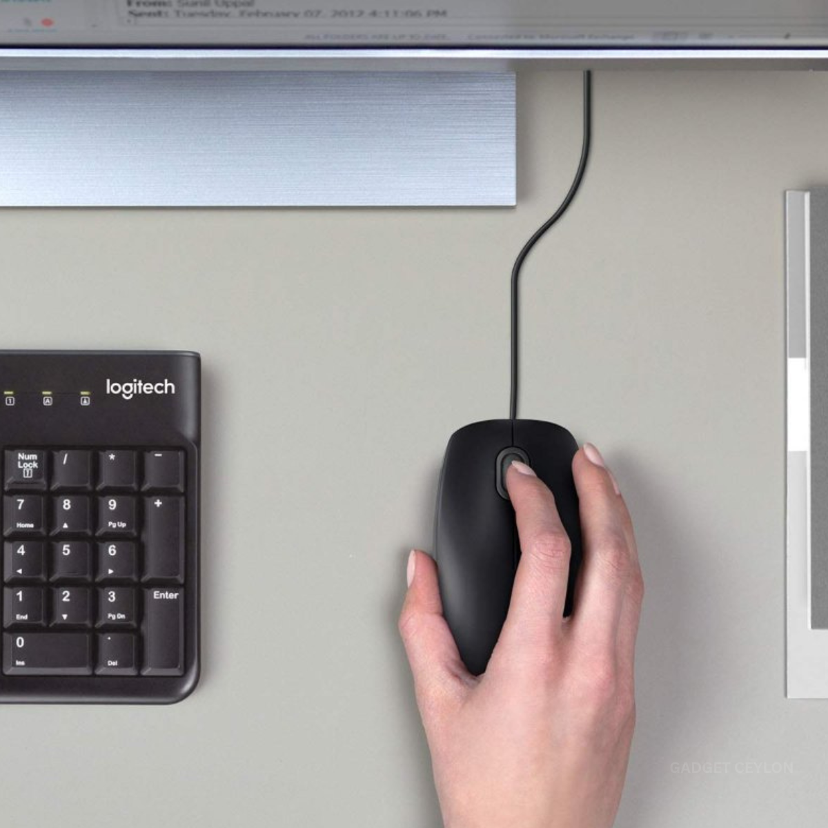 Logitech B100 Optical USB Wired Mouse - Black - Image 7