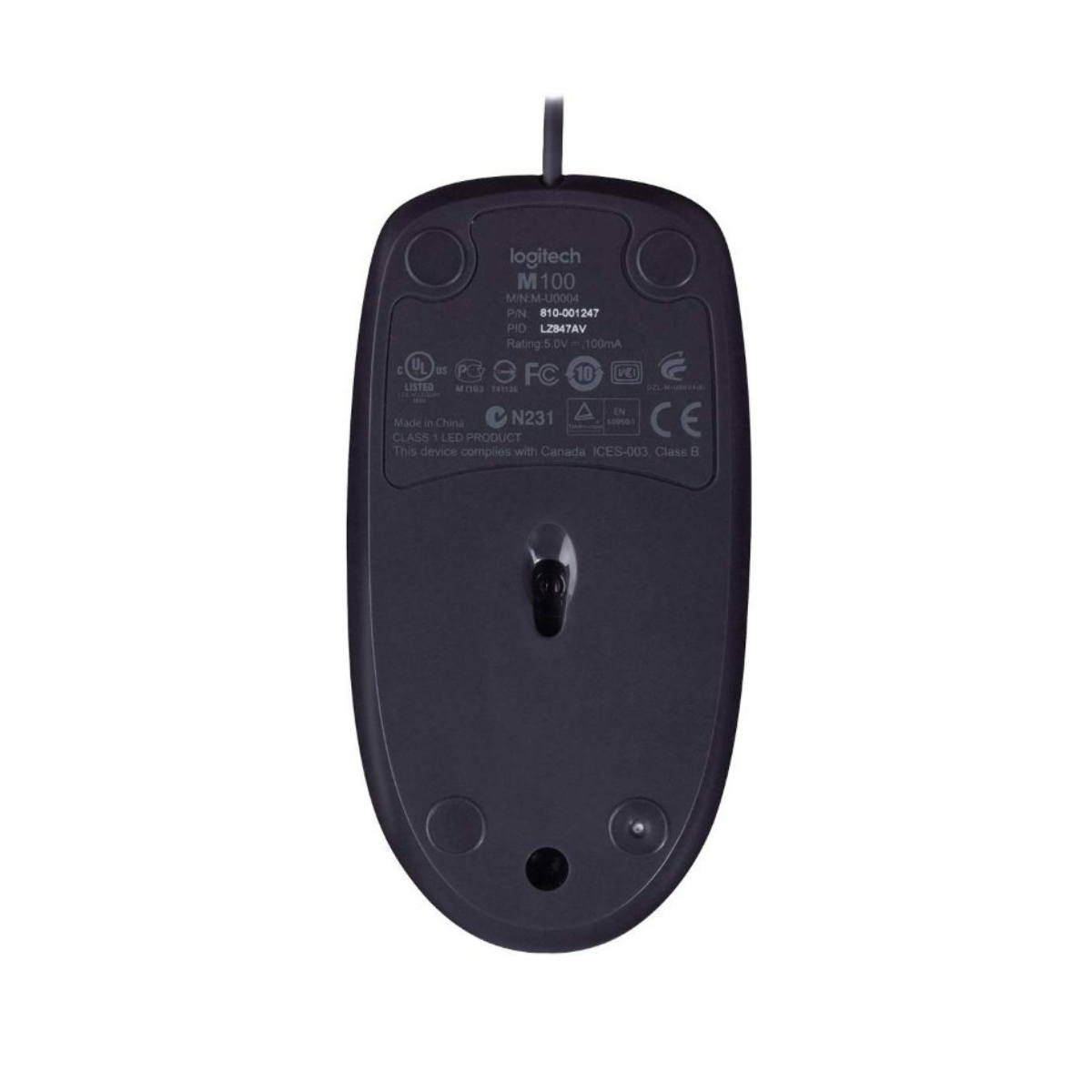 Logitech B100 Optical USB Wired Mouse - Black - Image 3