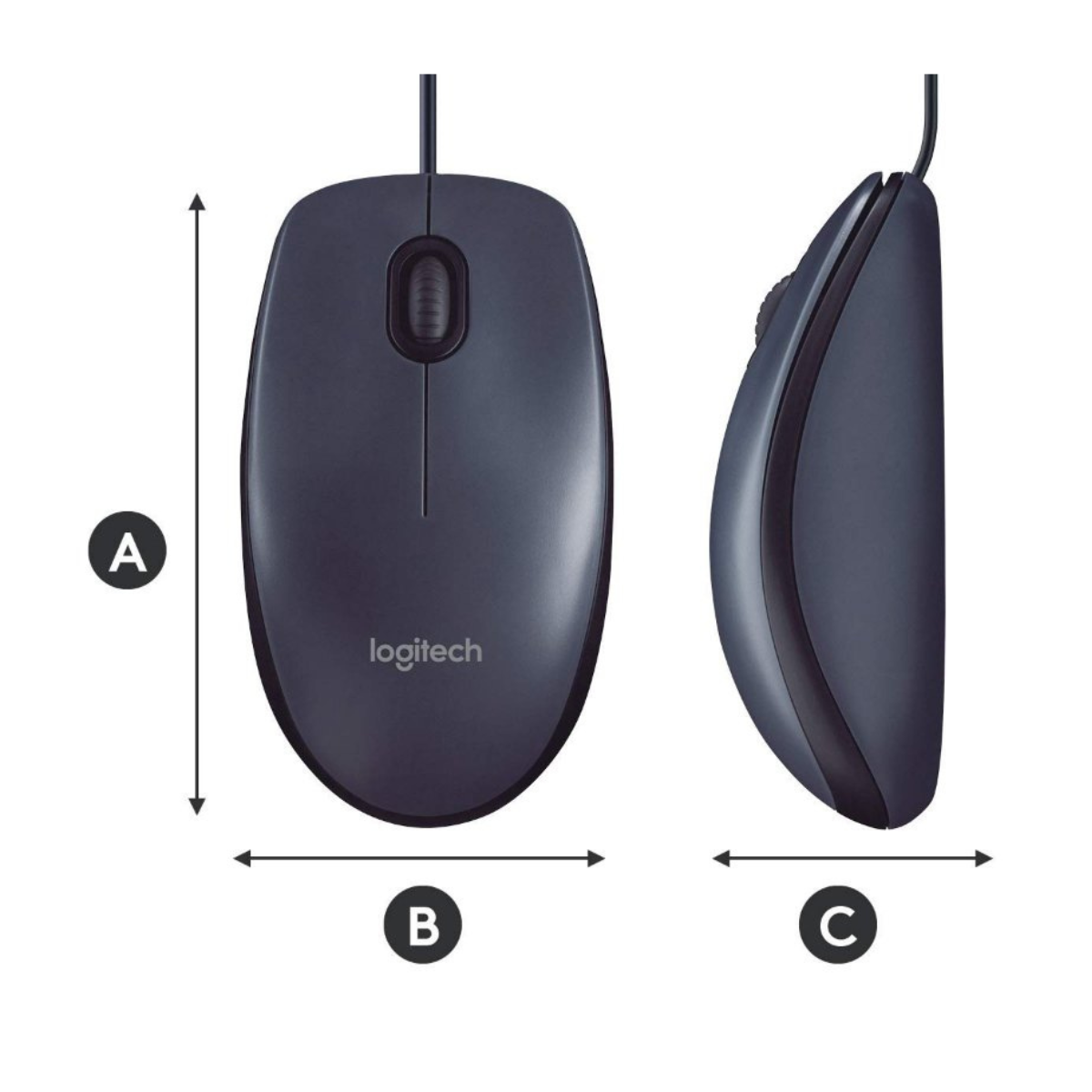 Logitech B100 Optical USB Wired Mouse - Black - Image 5