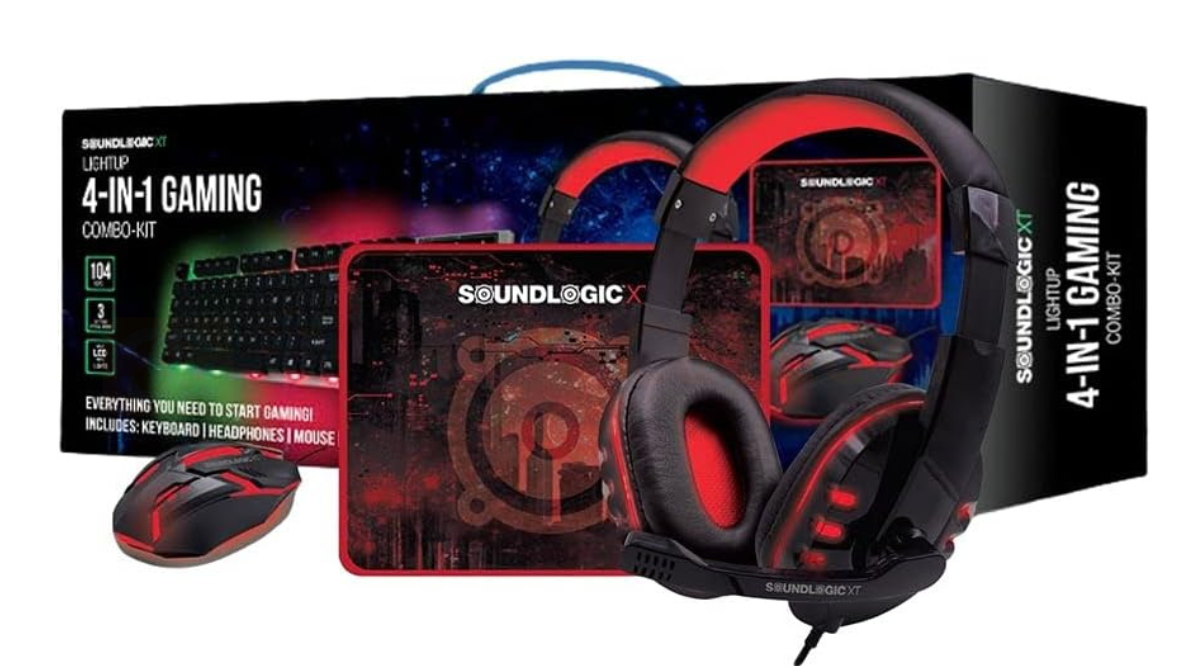 Soundlogic XT Lightup 4-in-1 Gaming Combo Kit (Keyboard, Mouse, Headphones & Mouse Pad)