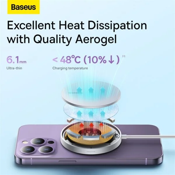 Baseus Simple Mini3 Magnetic Wireless Charger - Silver - Image 10