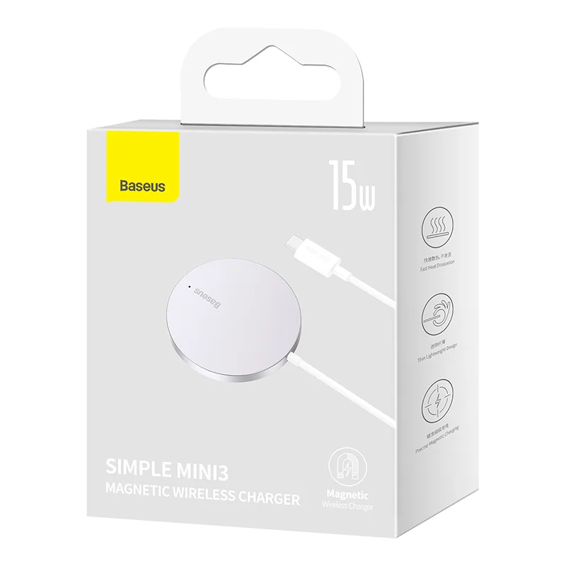Baseus Simple Mini3 Magnetic Wireless Charger - Silver - Image 14