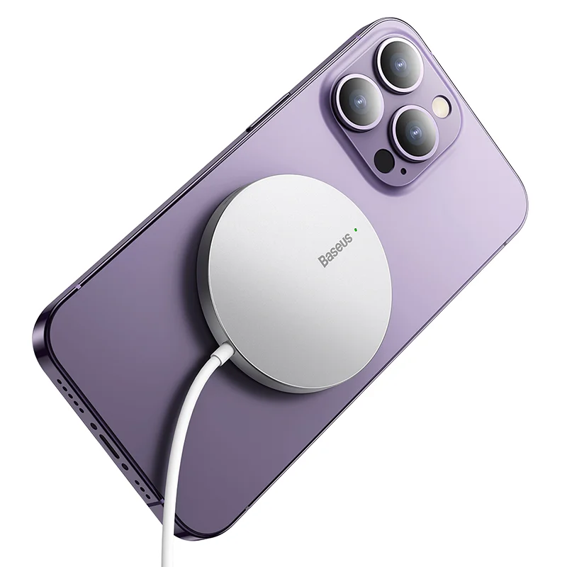 Baseus Simple Mini3 Magnetic Wireless Charger - Silver - Image 2