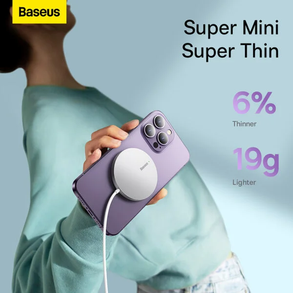 Baseus Simple Mini3 Magnetic Wireless Charger - Silver - Image 7