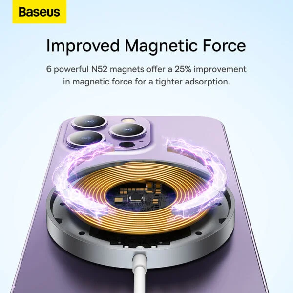 Baseus Simple Mini3 Magnetic Wireless Charger - Silver - Image 8
