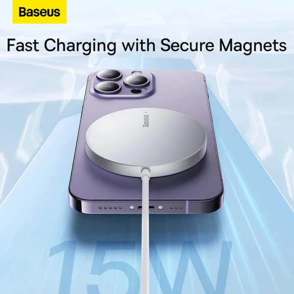 Baseus Simple Mini3 Magnetic Wireless Charger - Silver - Image 9