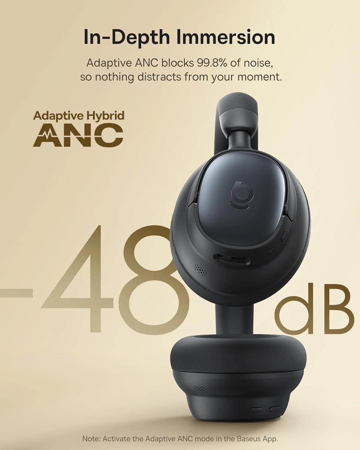 Baseus Bowie MH1 Adaptive ANC Headphones - Black - Image 3