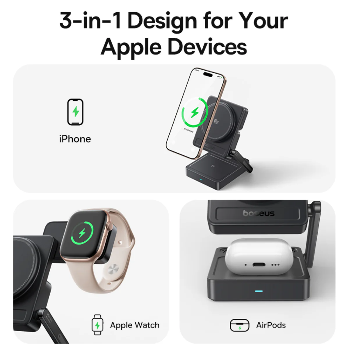 Baseus PicoGo AF21 35W 3-in-1 Qi2.2 Wireless Charger - Image 8