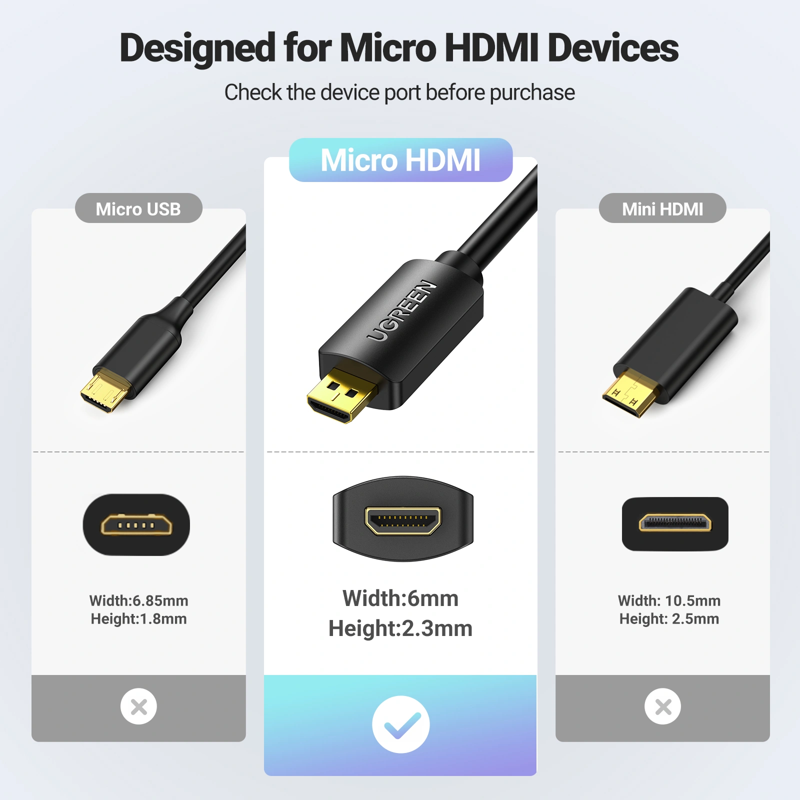 UGREEN Micro HDMI Male to HDMI Female Adapter 22cm - Image 9