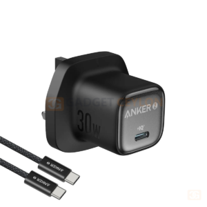 Anker Zolo 30W Compact USB-C GaN PD 3.0 Fast Charger with USB-C to USB-C Nylon Braided Cable (UK Pin) - B2698K11