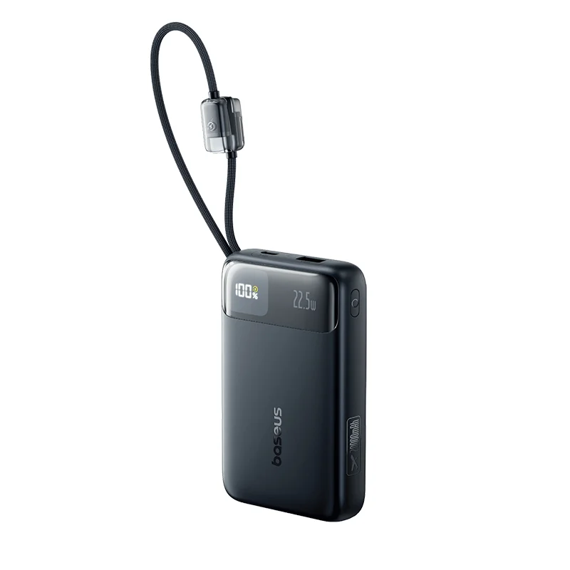 Baseus EnerFill FC11 22.5W 20000mAh Fast Charging Power Bank – Built in Lightning & Type C Cables Cosmic Black – E0027S04