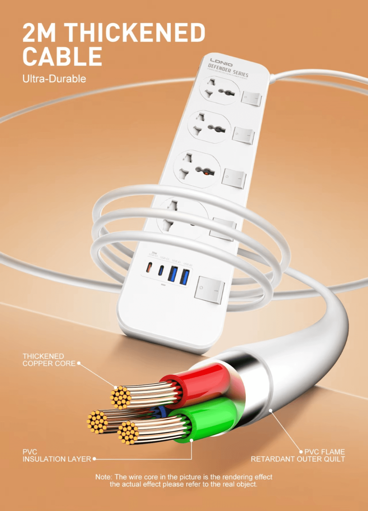 LDNIO 4 AC Universal Power Strip – SC4408C - Image 8