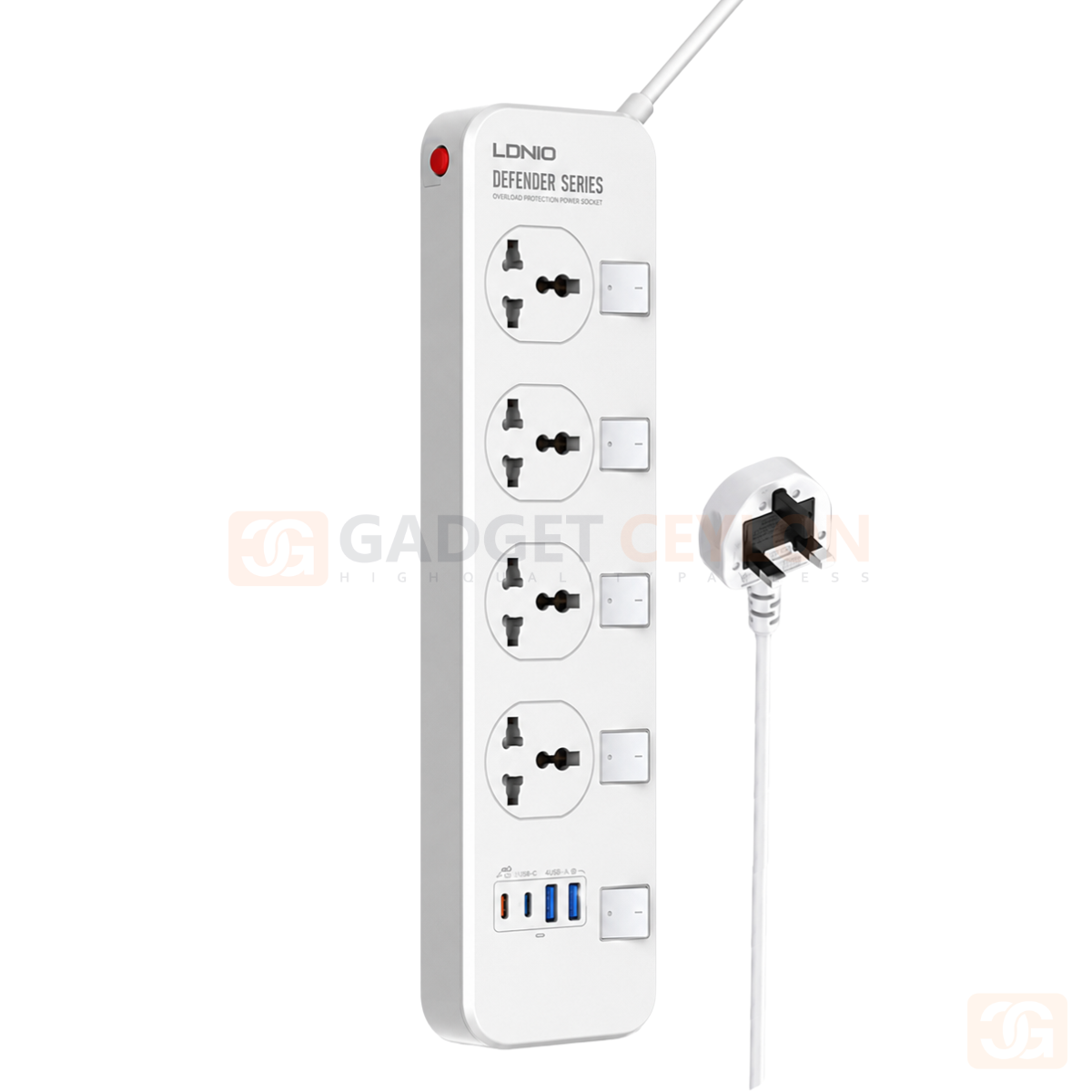 LDNIO 4 AC Outlets Universal Power Strip with Surge Protector (4 AC + 2 USB-C + 2 USB-A)– SC4408C