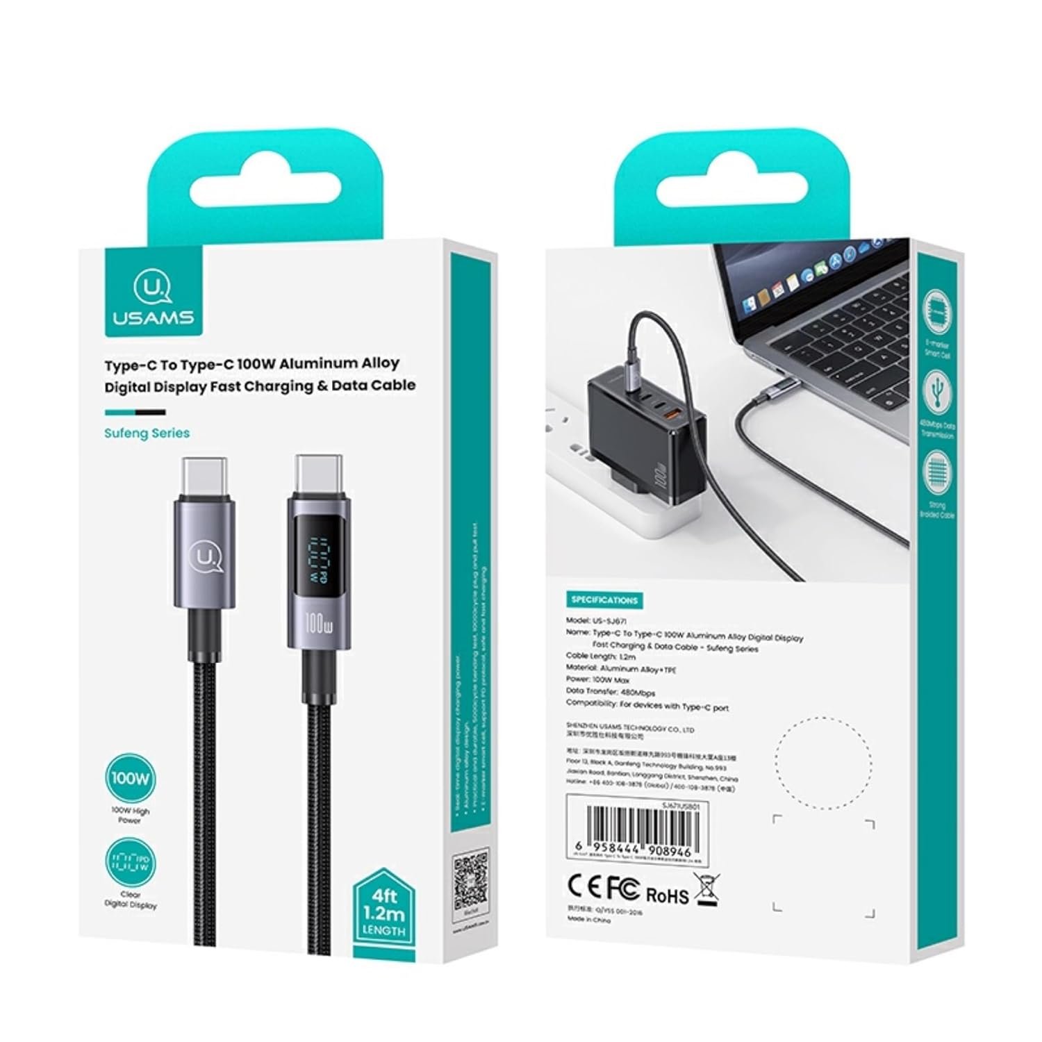 USAMS Sufeng Series 100W 1.2m Type-C To Type-C Cable - Image 7