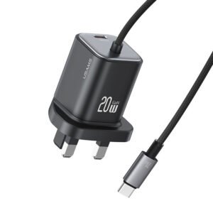 USAMS CC278 30W GaN Mini 2C Dual-port Fast Charger with Built-in Type-C Cable (UK) - JC Series