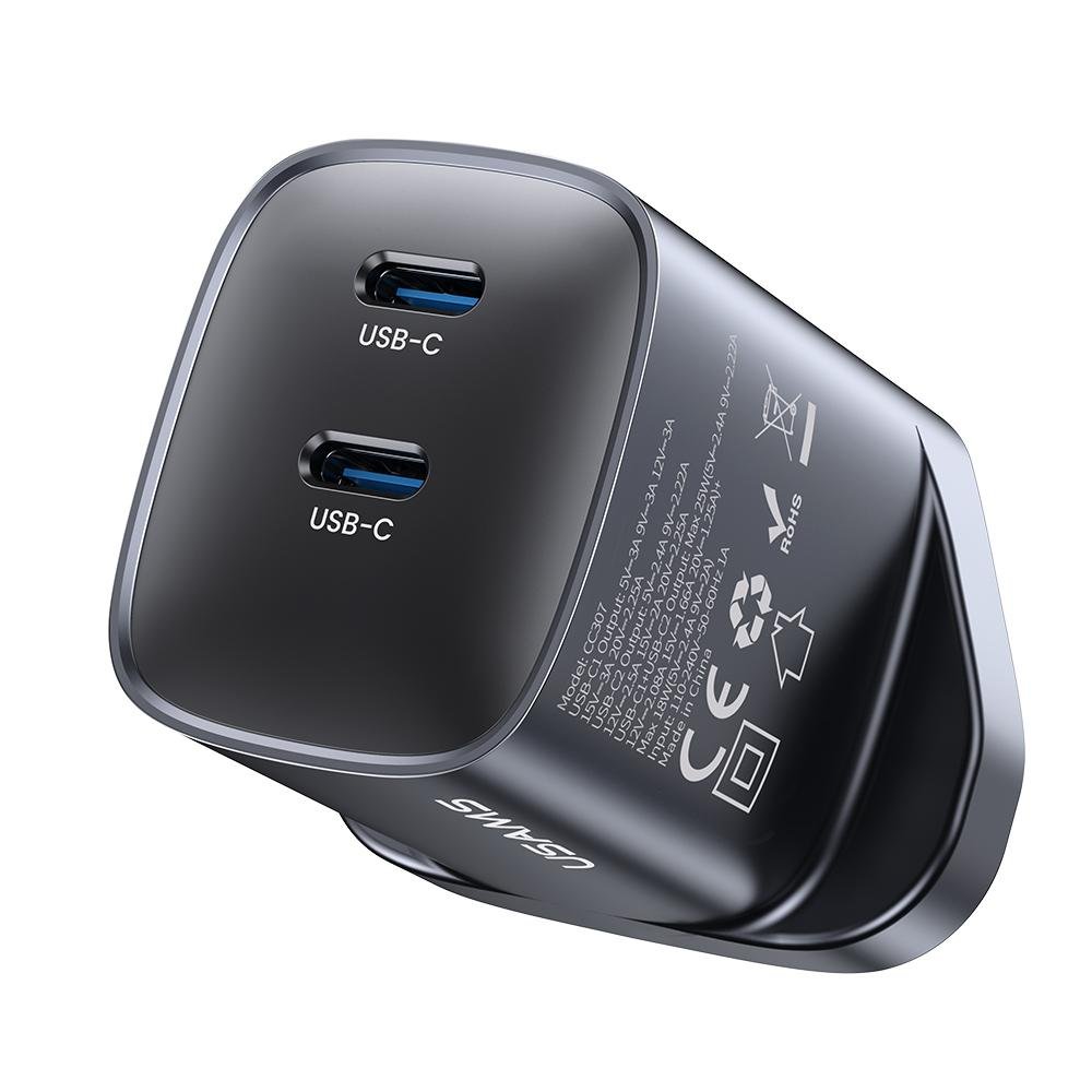 USAMS CC307 T66 45W GaN Fast Charger With Dual C Port (UK)