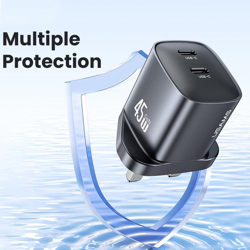 USAMS CC307 T66 45W GaN Fast Charger With Dual C Port (UK) - Image 10