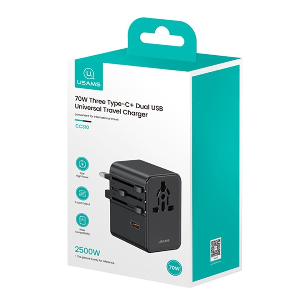 USAMS CC310 70W 3 Type-C + Dual USB Universal Travel Charger - Image 9