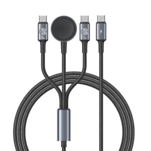 USAMS Huan Series 72W 3-in-1 USB-C to USB-C + USB-C + Wireless Watch Charging Cable - SJ785 